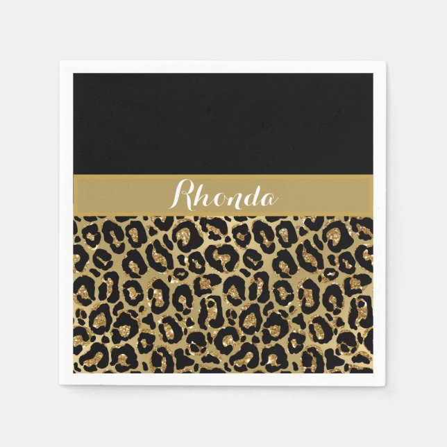 Serviette En Papier Glam Empreinte de léopard Parties scintillant Élég (Devant)