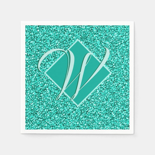 Serviette En Papier Glam étincelant Turquoises Parties scintillant ble (Devant)