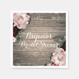 Serviette En Papier Glam Floral Rustic Wood & Lace Barn Mariage