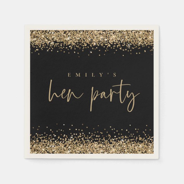 Serviette En Papier Glam Gold Glitter Nom Fête de Enterrement de Vie d (Devant)