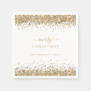 Serviette En Papier Glam Gold Parties scintillant Nom blanc Joyeux Noë