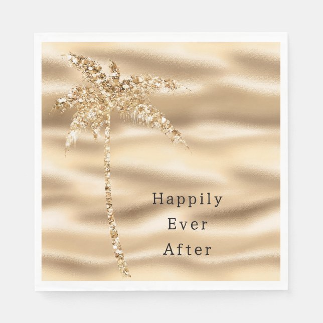 Serviette En Papier Glam Gold Parties scintillant Palm Tree (Devant)