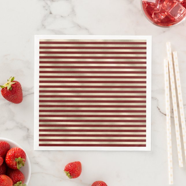 Serviette En Papier Glam Gold Red Holiday Strips Noël (En situation)