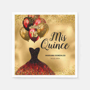 Serviette En Papier Glam Gold Red Parties scintillant Quinceanera Mis 