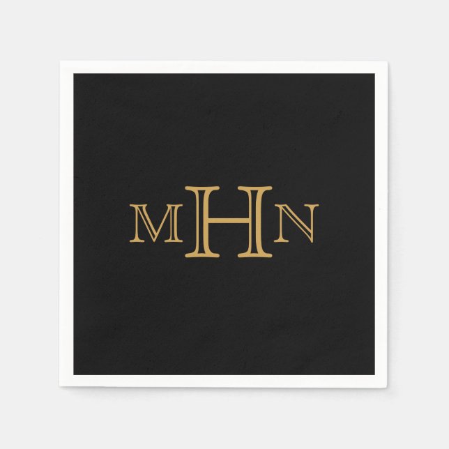 Serviette En Papier Glam gothique | Papier | Monogramme or (Devant)