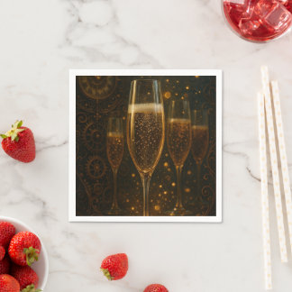 Serviette En Papier Glam Happy New Year Steampunk Champagne 