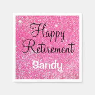 Serviette En Papier Glam Happy Retirement Hot rose Parties scintillant