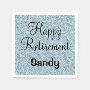 Serviette En Papier Glam Happy Retirement Parties scintillant d'argent