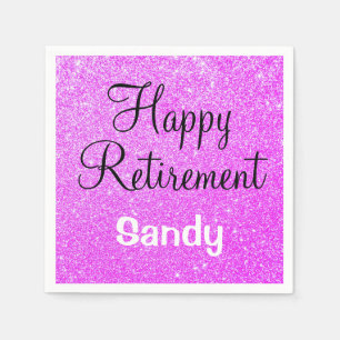 Serviette En Papier Glam Happy Retraite Purple Parties scintillant Éti