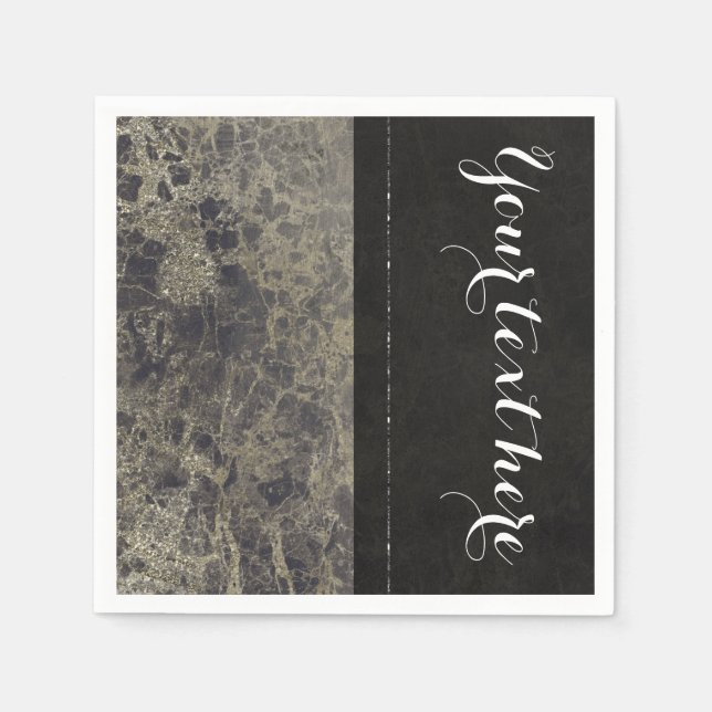 Serviette En Papier Glam Marble Granite Shimmer Elégante Design Party (Devant)