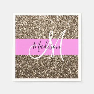 Serviette En Papier Glam Pink Champagne Gold Parties scintillant Étinc