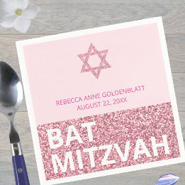 Serviette En Papier Glam Pink Chic Élégant Bat mitzvah religieux