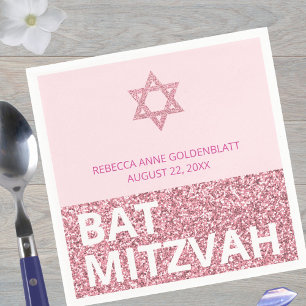 Serviette En Papier Glam Pink Chic Élégant Bat mitzvah religieux