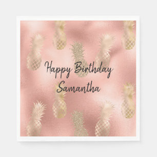 Serviette En Papier Glam Pink Gold Ananas
