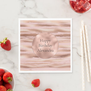Serviette En Papier Glam Rose Gold Blush Stripes Anniversaire