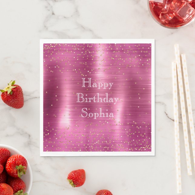 Serviette En Papier Glam rose or étincelle Confetti Anniversaire (En situation)