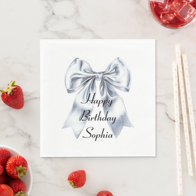 Serviette En Papier Glam Silver Bow Anniversaire (En situation)