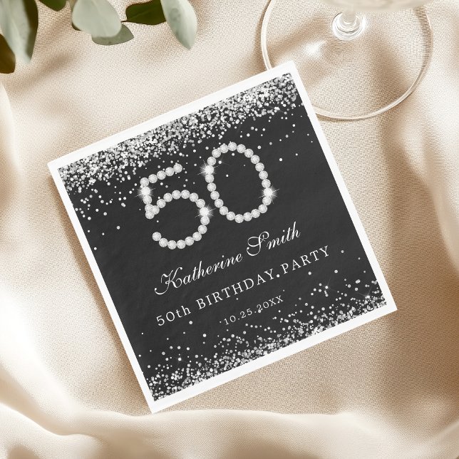 Serviette En Papier Glam Silver Diamonds 50e anniversaire (Créateur téléchargé)