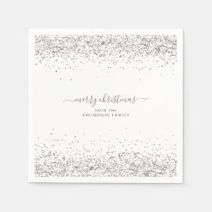 Serviette En Papier Glam Silver Nom de la Parties scintillant Joyeux N