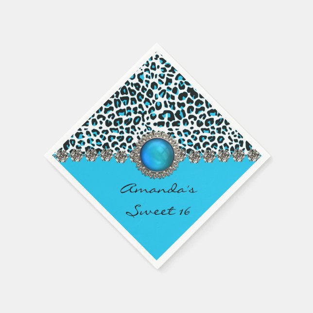 Serviette En Papier Glam Snow Leopard Sweet 16 serviettes d'anniversai (Coin)
