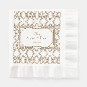 Serviette En Papier Glam White Gold Great Gatsby Mariage