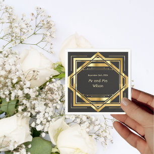 Serviette En Papier Glamour Art Déco Vintage Dîner De Mariage Cocktail