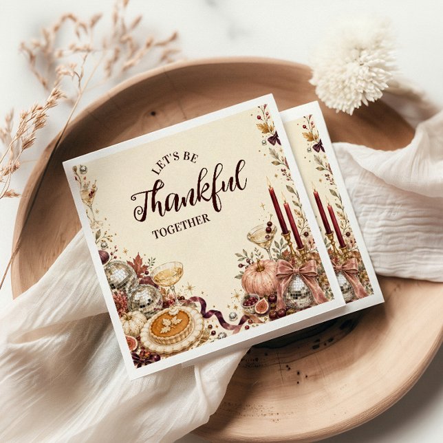 Serviette En Papier Glamour Friendsgiving Disco (Créateur téléchargé)