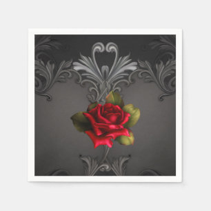Serviette En Papier Glamour gothique Rouge Rose Noir Glam ornemental