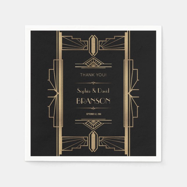 Serviette En Papier Glamour Roaring 20's Great Gatsby Mariage (Devant)