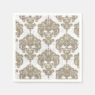 Serviette En Papier Glamour Rustique Toile de Jute Élégance Damassé Mo