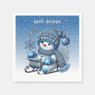 Serviette En Papier Glissant Snowman Noël Napkin