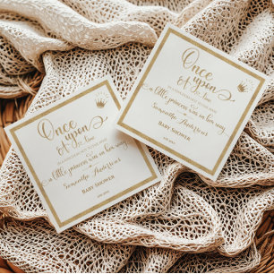 Serviette En Papier Glitter Gold Princess Il était une fois Baby Showe