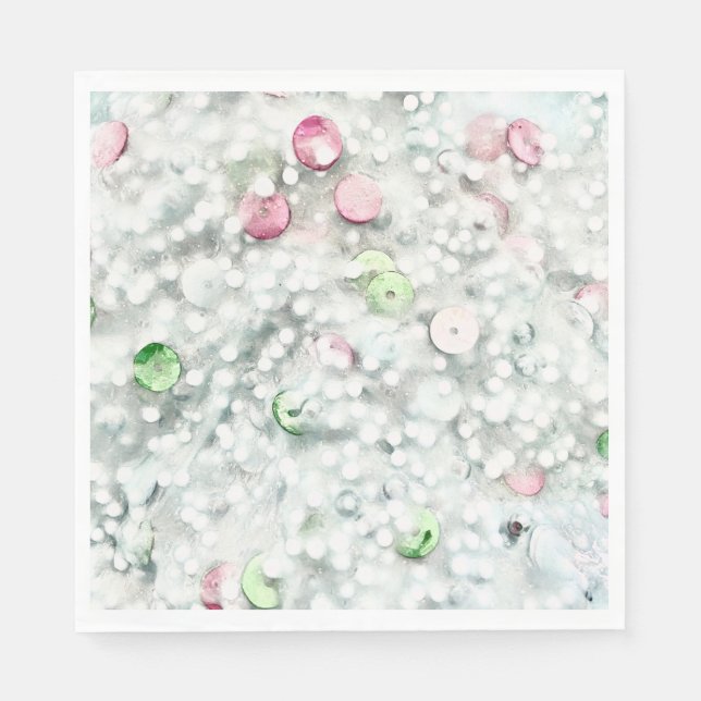 Serviette En Papier Glitter Slime Paper Napkins White (Devant)