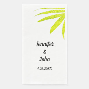 Serviette En Papier Glittery Golden Green Palm Mariage blanc