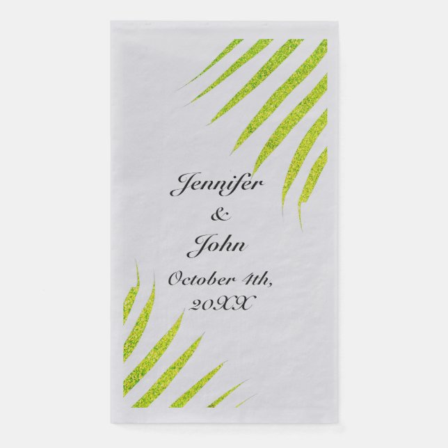 Serviette En Papier Glittery Green Gold Palm Tropical Mariage Argent (Devant)