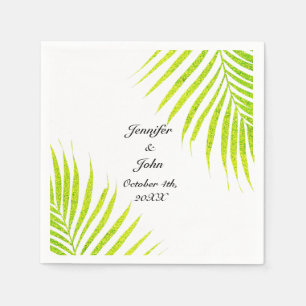 Serviette En Papier Glittery Green Gold Tropical Palm Leaf Mariages
