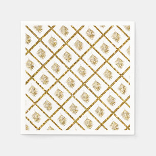 Serviette En Papier Glittery Palm Motif Tropical Gold Mariage Cool