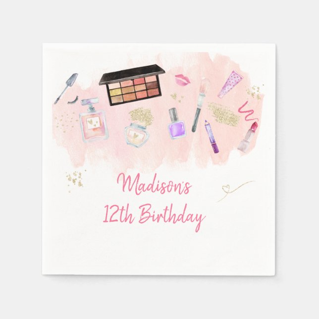 Serviette En Papier Glitz & Glam Spa or rose Anniversaire (Devant)