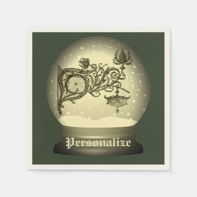 Serviette En Papier Globe de neige Art nouveau  (Devant)