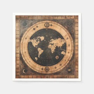 Serviette En Papier Globe du monde nautique antique Carte de navigatio