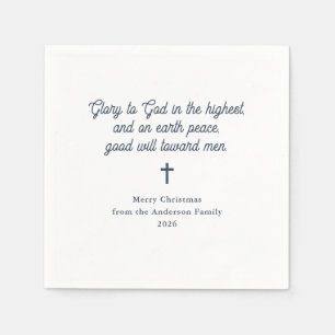 Serviette En Papier Gloire à Dieu   Noël blanc et bleu marine