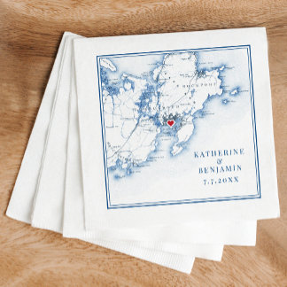 Serviette En Papier Gloucester Massachusetts Carte Marine Mariage élég