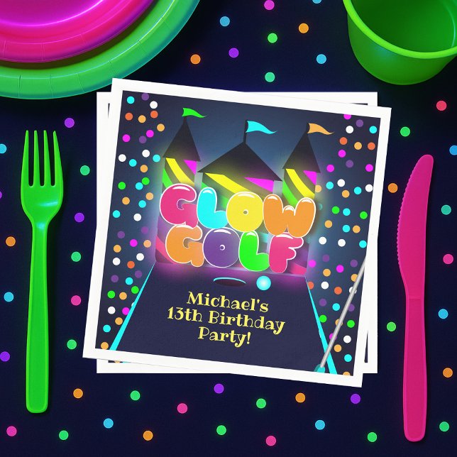 Serviette En Papier Glow Miniature Golf fête d'anniversaire (Glow Miniature Golf Birthday Party Napkins
)
