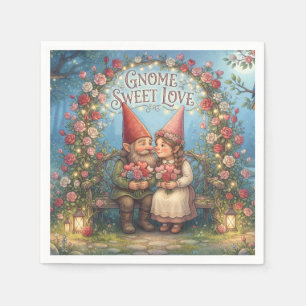 Serviette En Papier "Gnome Amour Sucré" Couple de Nains de Jardin Roma