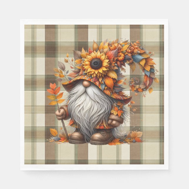 Serviette En Papier Gnome d'automne (Devant)