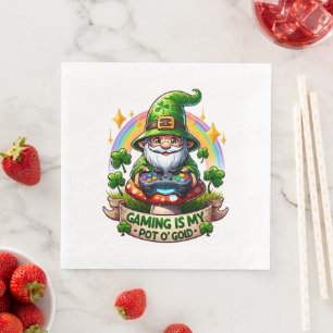 Serviette En Papier Gnome de joueur de la Saint-Patrick