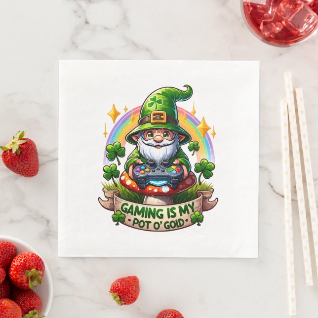 Serviette En Papier Gnome de joueur de la Saint-Patrick (En situation)