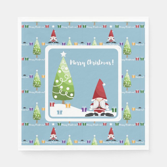 Serviette En Papier Gnome de Noël assiette en papier (Devant)