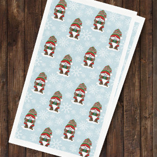 Serviette En Papier Gnome de Noël Cosy Rouge Vert Hiver Mignon