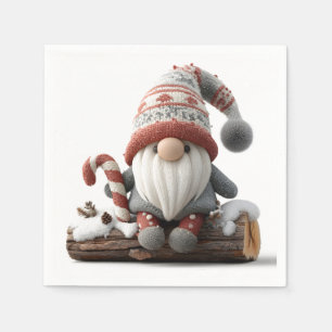 Serviette En Papier Gnome de Noël mignonne avec un Sucre de canne sur 
